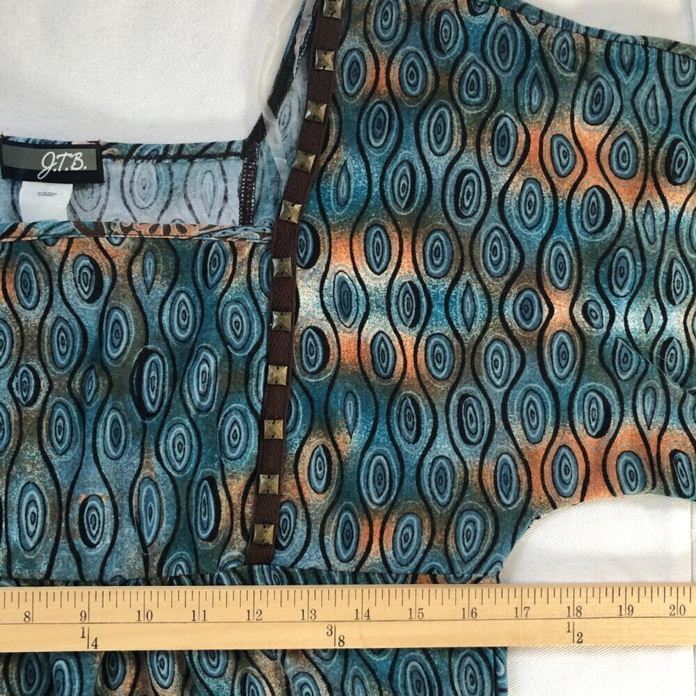 Vintage JTB Y2K Top Medium Babydoll Empire Waist Abstract Paisley Studs Boho NWT - Picture 11 of 12